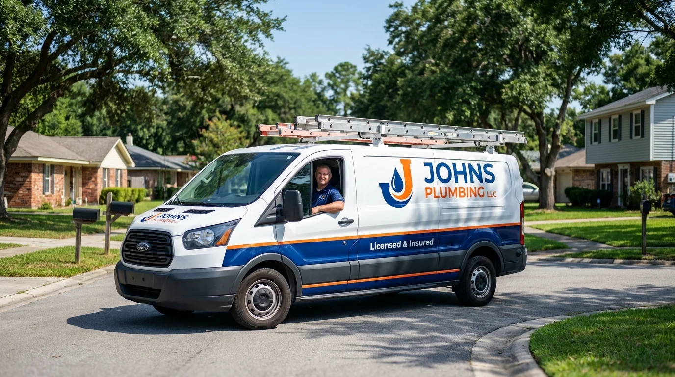 Johns Plumbing LLC service van in Kansas City, MO